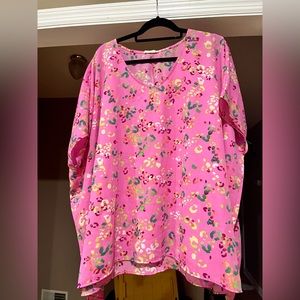 Cotton Bleu Pink and Leopard Top